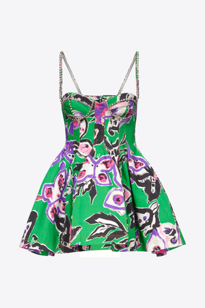 Ghost image of Area butterfly printed godet mini dress in green