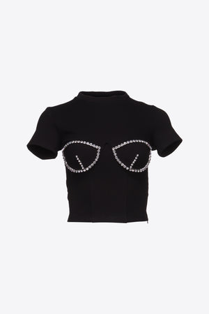 Ghost image of Area crystal bustier cup t-shirt in black