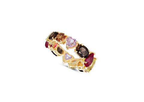 Close up view of the colorful stones on the Catena Eternity Ring.  