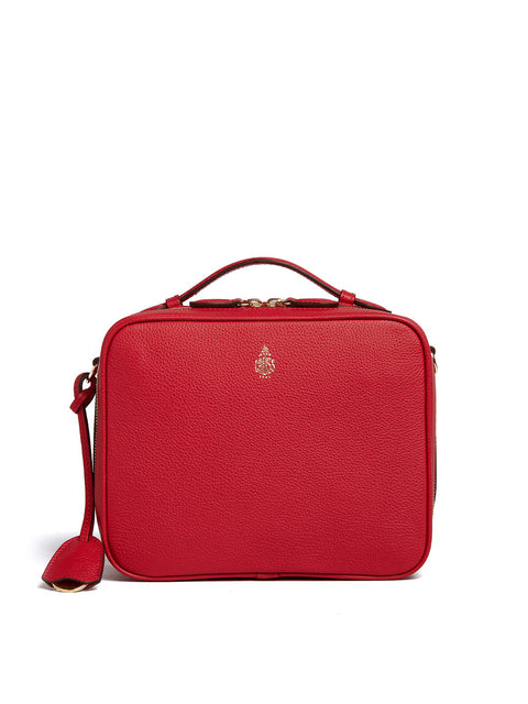 Front view of the red Madison bag on a white background