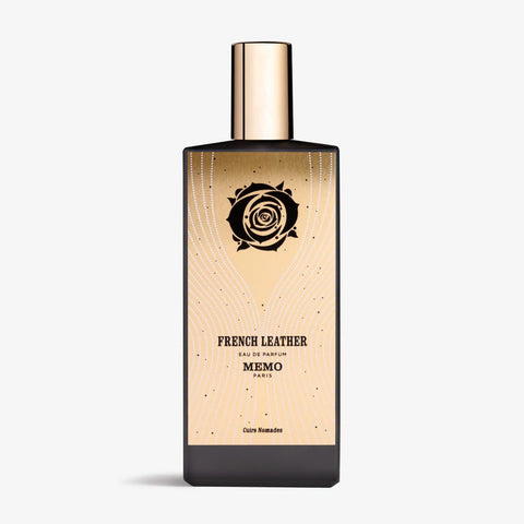 Bottle of French Leather perfume close-up